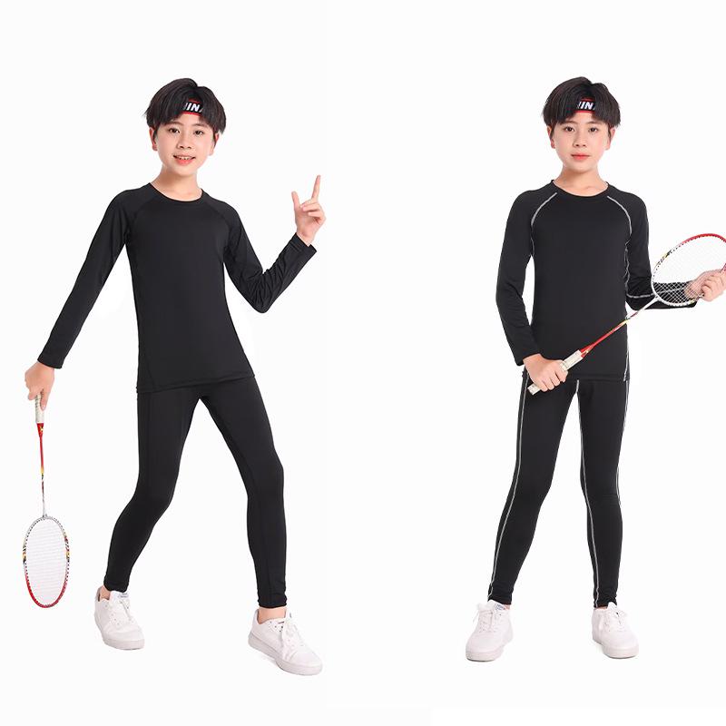 Kids' Quick-Dry Base Layer Sports Set: High-Elasticity Compression Top & Pants for Running, Training, Fitness, and Basketball