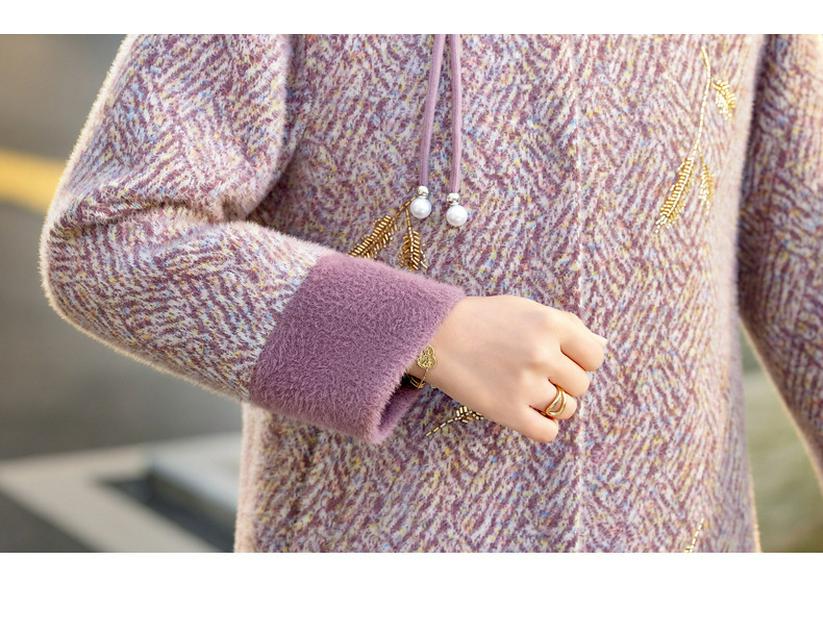 Spring Arrival - Chinese Style Embroidered Mink Velvet Jacket for Middle-Aged & Elderly Women