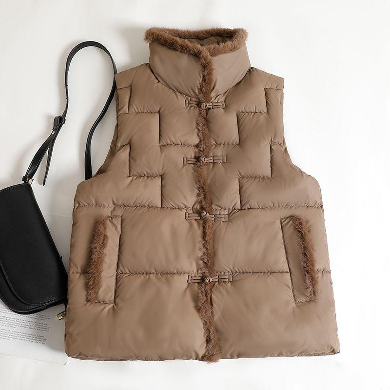 New Chinese-style Vest for Women, New Retro Buttoned Cotton Vest, Autumn and Winter Loose Waistcoat Vest Jacket