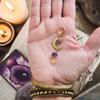 Amethyst Crushed Stone Moon & Star Retro Pendant Earrings