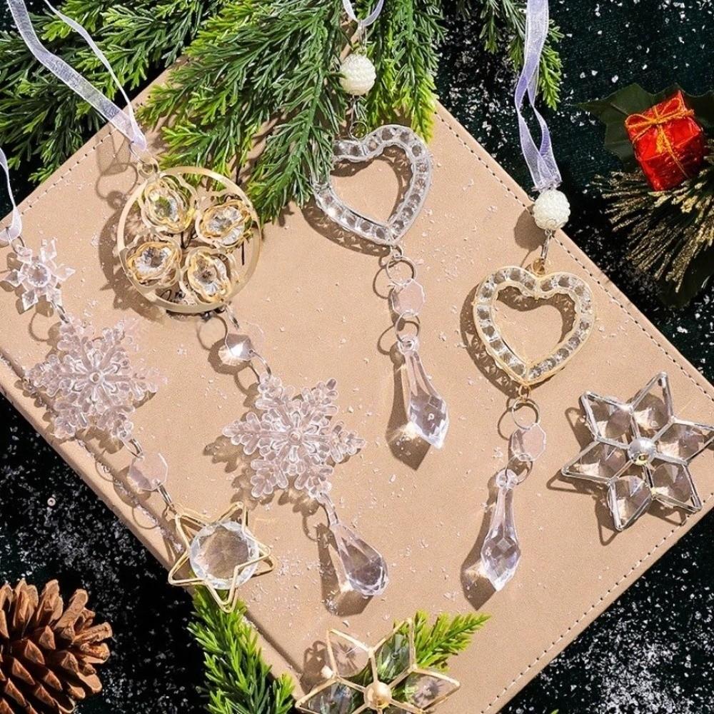 Love Heart Clear Ice Christmas Ornaments Fake Ice Snowflakes Pendants Holiday Props
