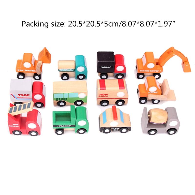12 Pieces Joint Car Toy Wooden Push & Go Vehicle for W/ Moveable Joints Anti-Collision Toddler for Play Vehicle Children