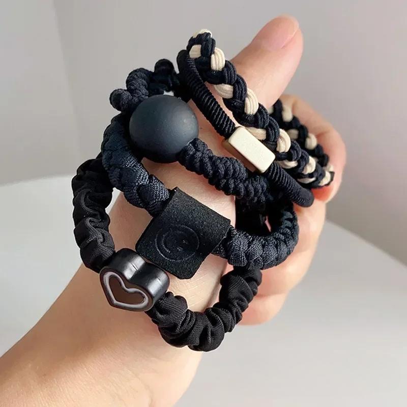 5pcs/Bag Women High Elastic Seamless Hair Rope Durable Bowknot Headbands No Crease Ponytail Holder Rubber Band Hair Accessories