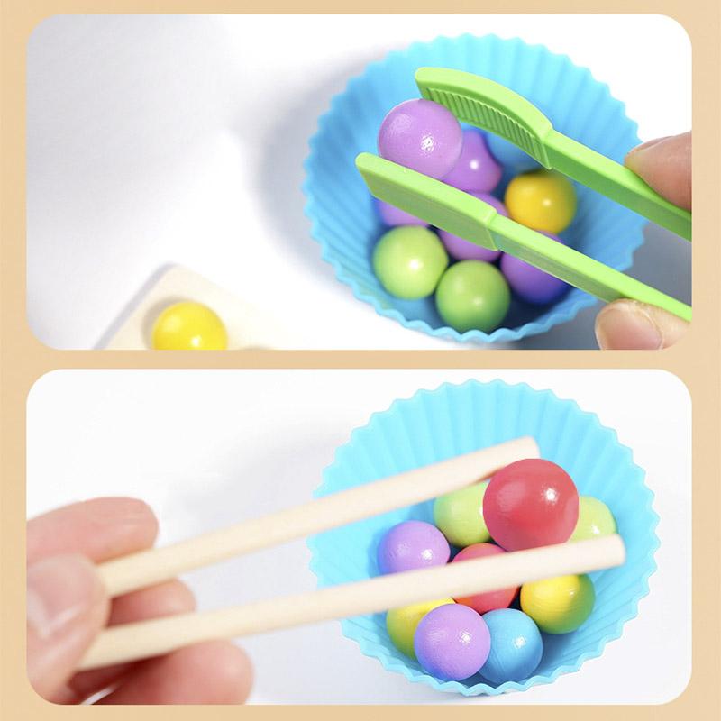 Wooden Montessori Clip Beads Toy  Fine Motor Training Color Sorting Matching Early Learning Educational Toys For Children Kids