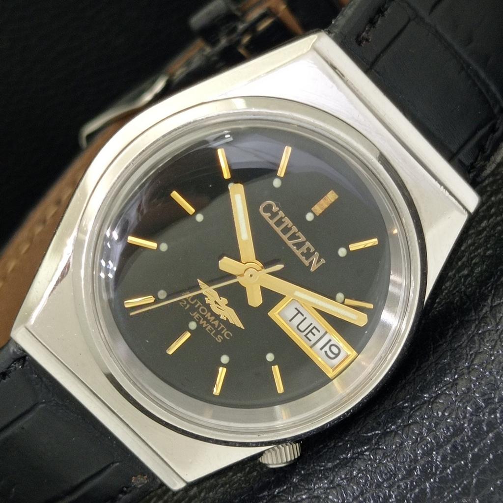JAPAN VINTAGE CITIZEN AUTOMATIC 8200 MENS BLACK COLOR DIAL WATCH A500267-2 R151b-a500267