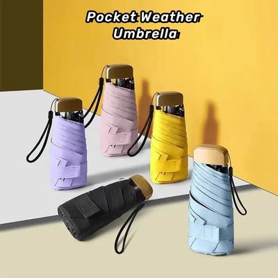 Sun Umbrella 1Pc Mini Pocket Rain Umbrella Vinyl Folding UV Ultraviolet Protection Sun Shade Pocket Parasol Capsule