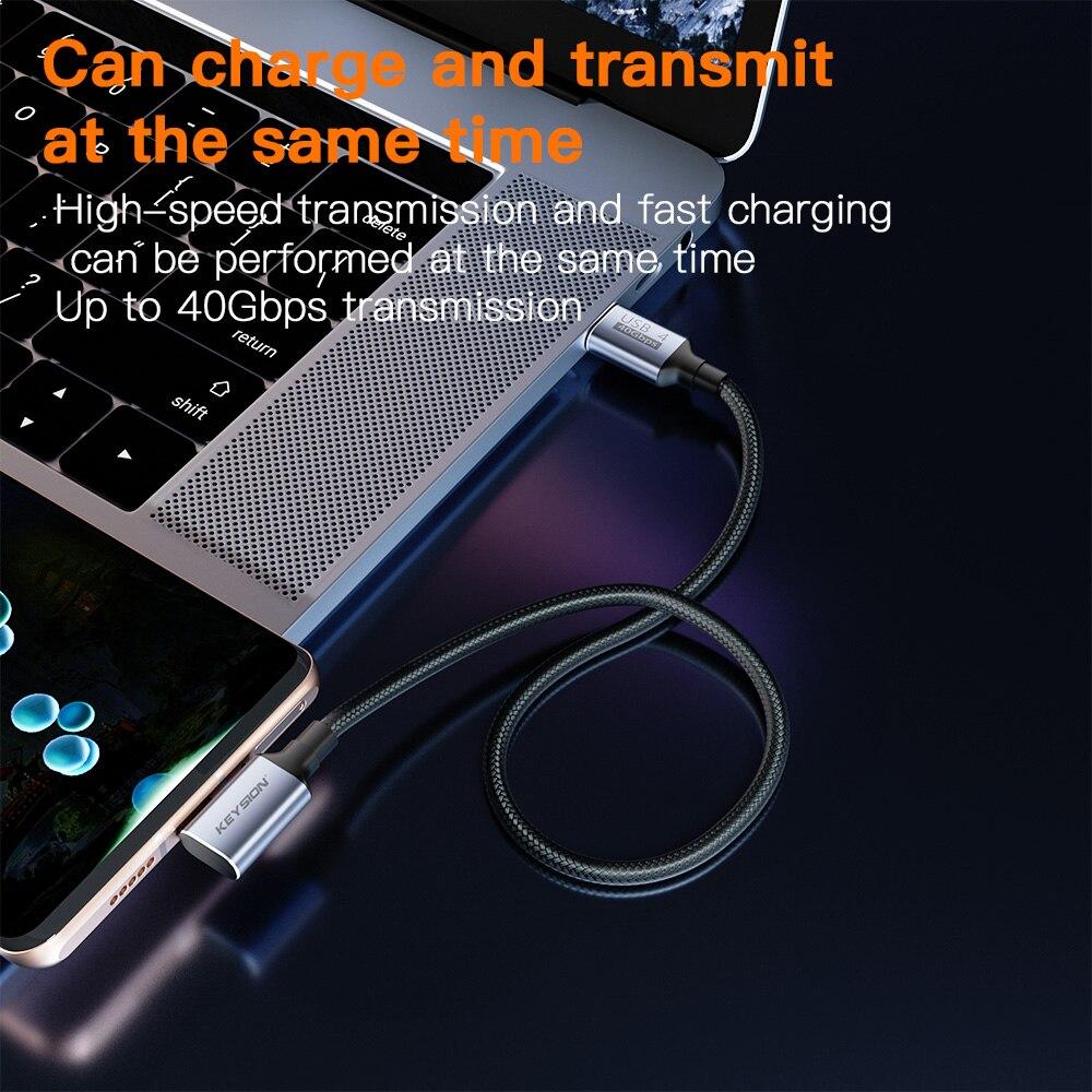 KEYSION USB4.0 40Gbps Data Cable USB C To Type C Thunderbolt 3 8K@60Hz Data Cable PD 100W 5A Fast Charging Cable for Macbook Pro