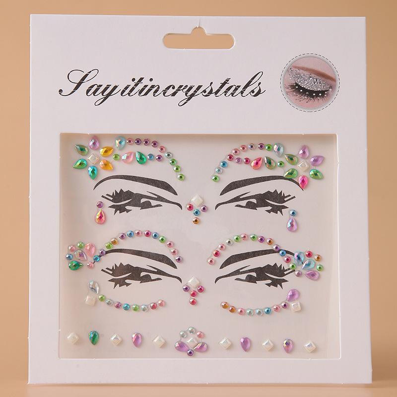 Crystal Tattoo Sticker Glitter Eyeliner Eyebrow Makeup Face Eyes Diamond Temporary Tattoo Rock Rhinestone 3D Eyeliner Stickers