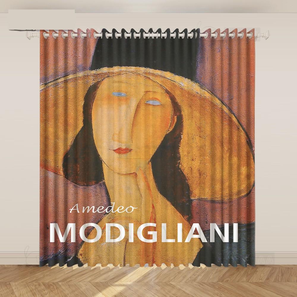 2KS Modigliani Portrét Mistrovské Malby Závěs Umělec V Pracovním Studiu Moderní Nika Severský Závěs do Obývacího Pokoje cortinas