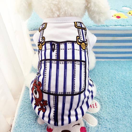 Pet Suspenders Cartoon Print Design Sweat Absorption Cotton Dog Casual Clothes for Dog