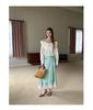 Interpret Beauty Elegant French Satin Midi Skirt for Women - Spring 2025 Collection C3582