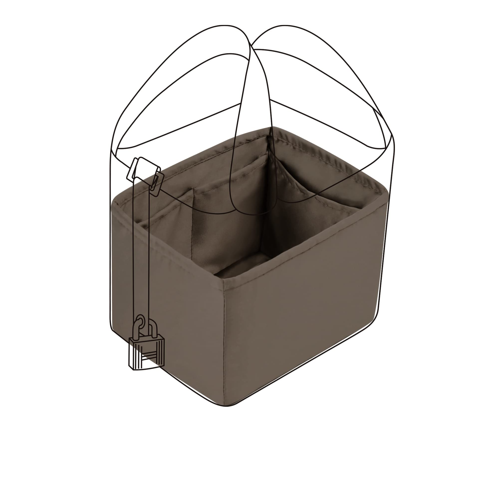 

DGAZ Bag Inner Bag, Luxury Silk and Satin Inner Bag for Tote Bags, picotin18/22 Bags (Etoupe, PC22)