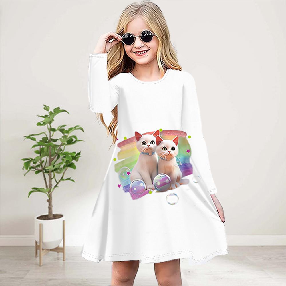 

Повсякденне плаття з 3D-принтом і кульбабкою з довгим рукавом для дівчинки, дитяче плаття принцеси 80