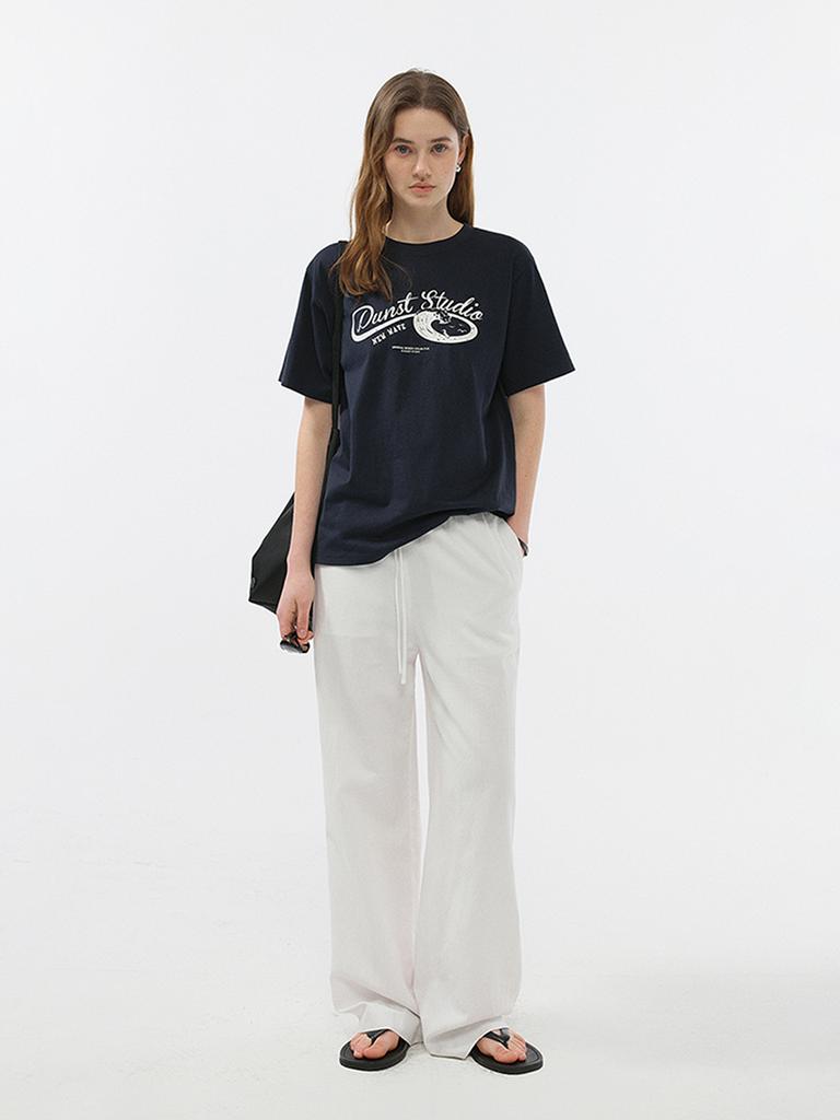 Deonseuteu Unisex Wave Logo T-Shirt_Udts5B125_French Navy