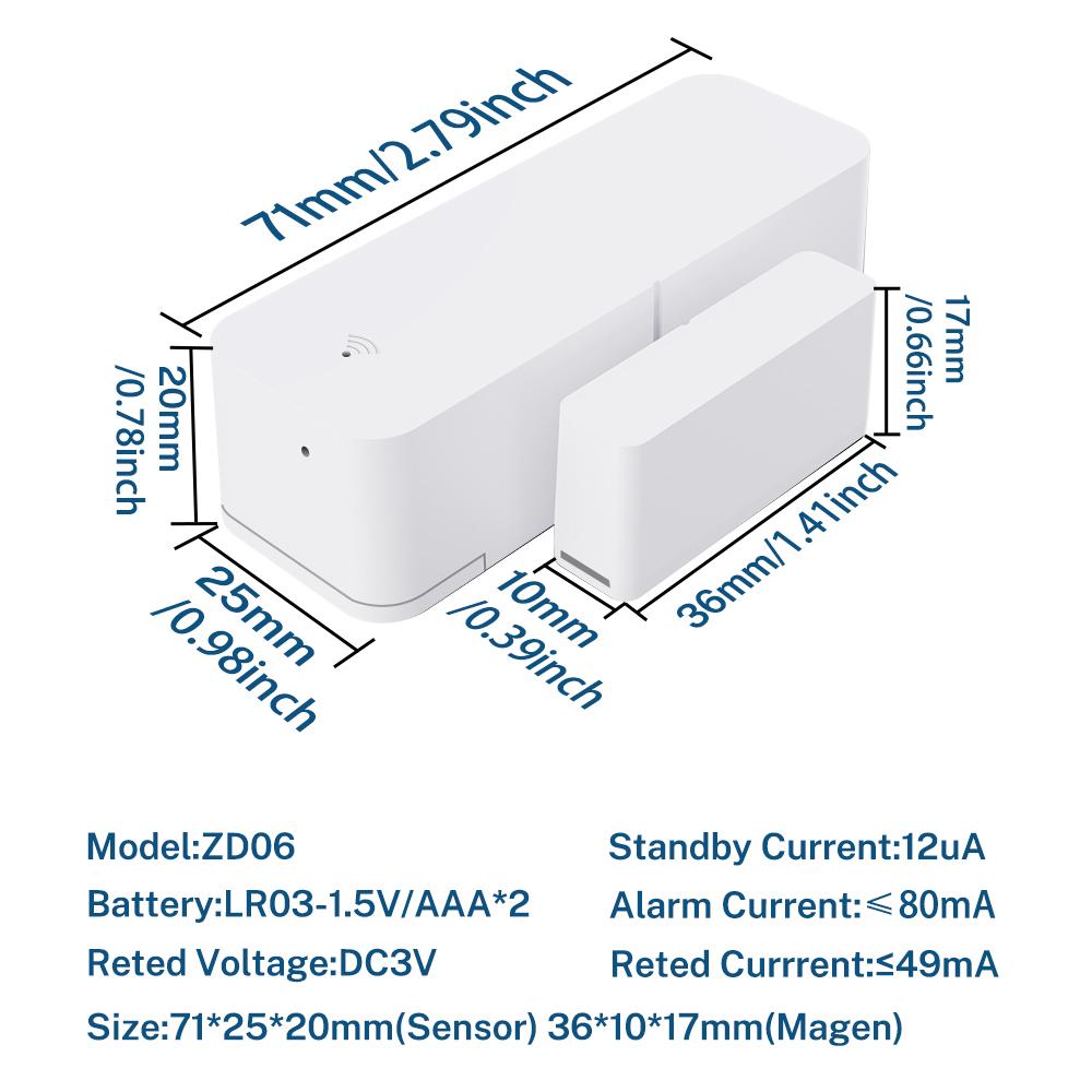 Zigbee 3.0 Door Sensor Window Detectors Magnetic Sensor Smart Home Security Protection Remote Monitoring Support ZHA Z2MQTT