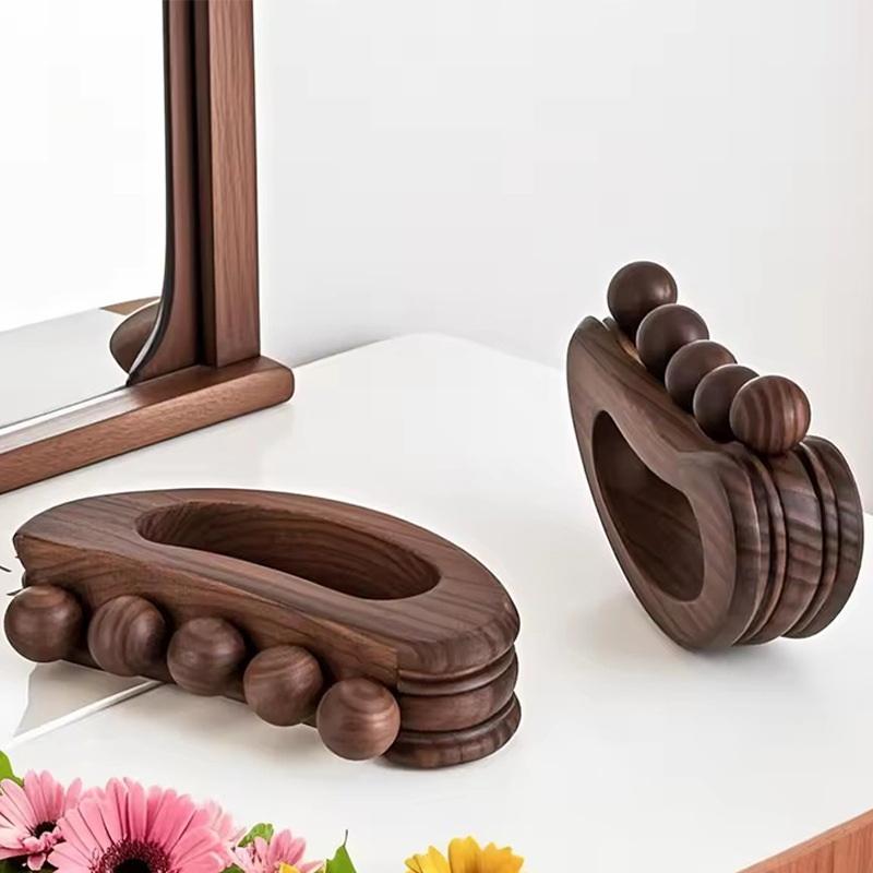 1Pcs Guasha Wood Stick Massage Tool,5 Beads Wood Massage Roller Stick,Lymphatic Drainage Massager For Body Shaping,Gua Sha Tools