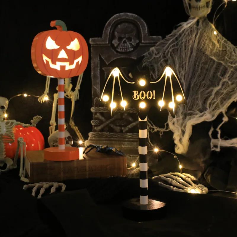 LED Halloween Night Light Waterproof Battery Power Pumpkin Ghost Ambiance Light Outdoor Garden Bedroom Festival Party Decor Prop