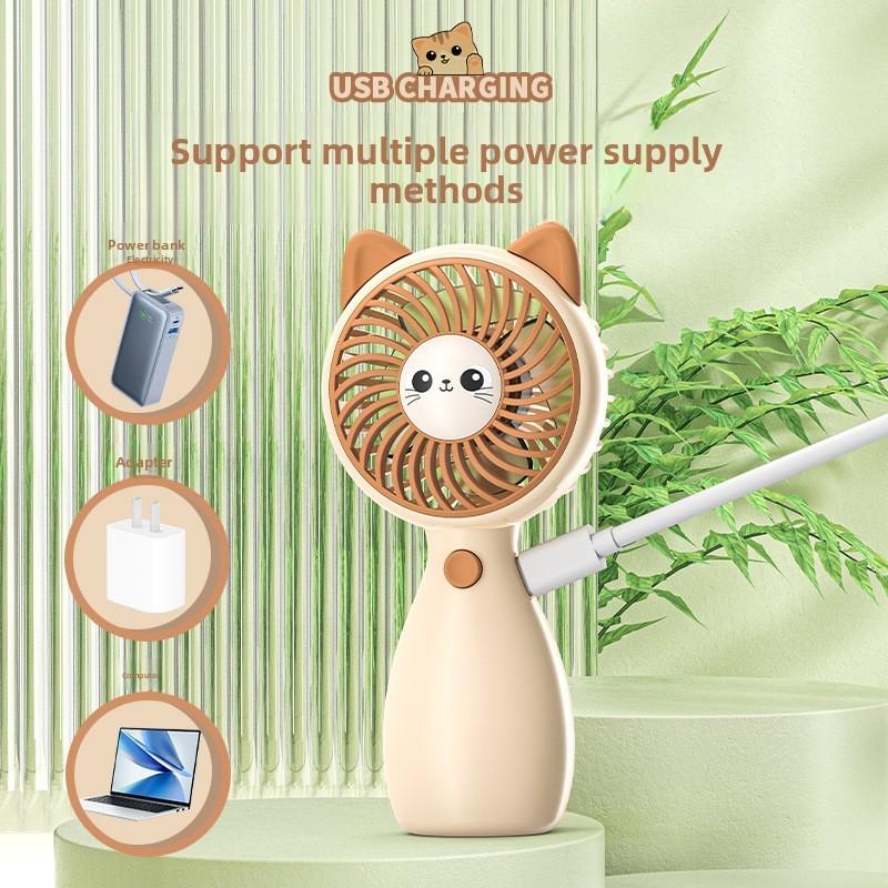 Cartoon Handheld Mini Fan With Usb Charging For Kids And Students