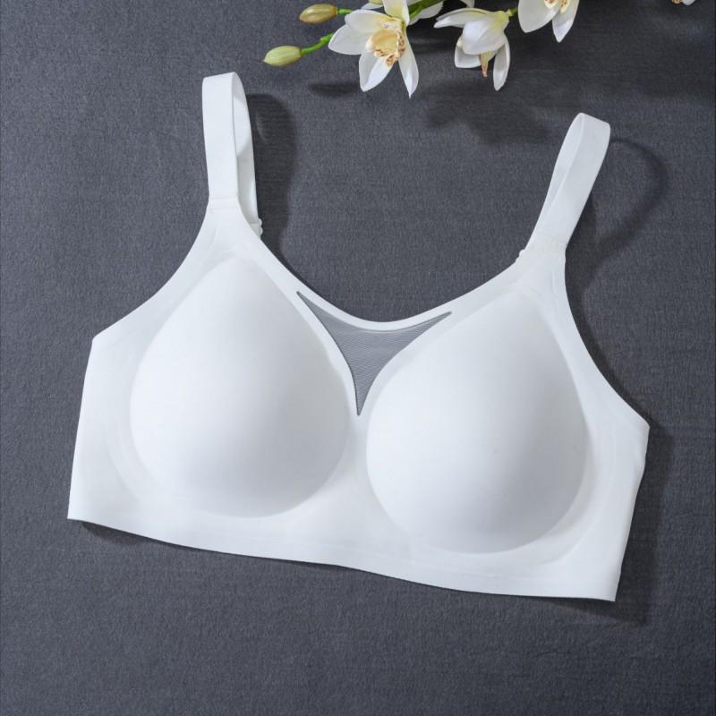 Comfortable Seamless Wirefree Push-Up Bra With Mesh Cutout Front Full Coverage Large Bust