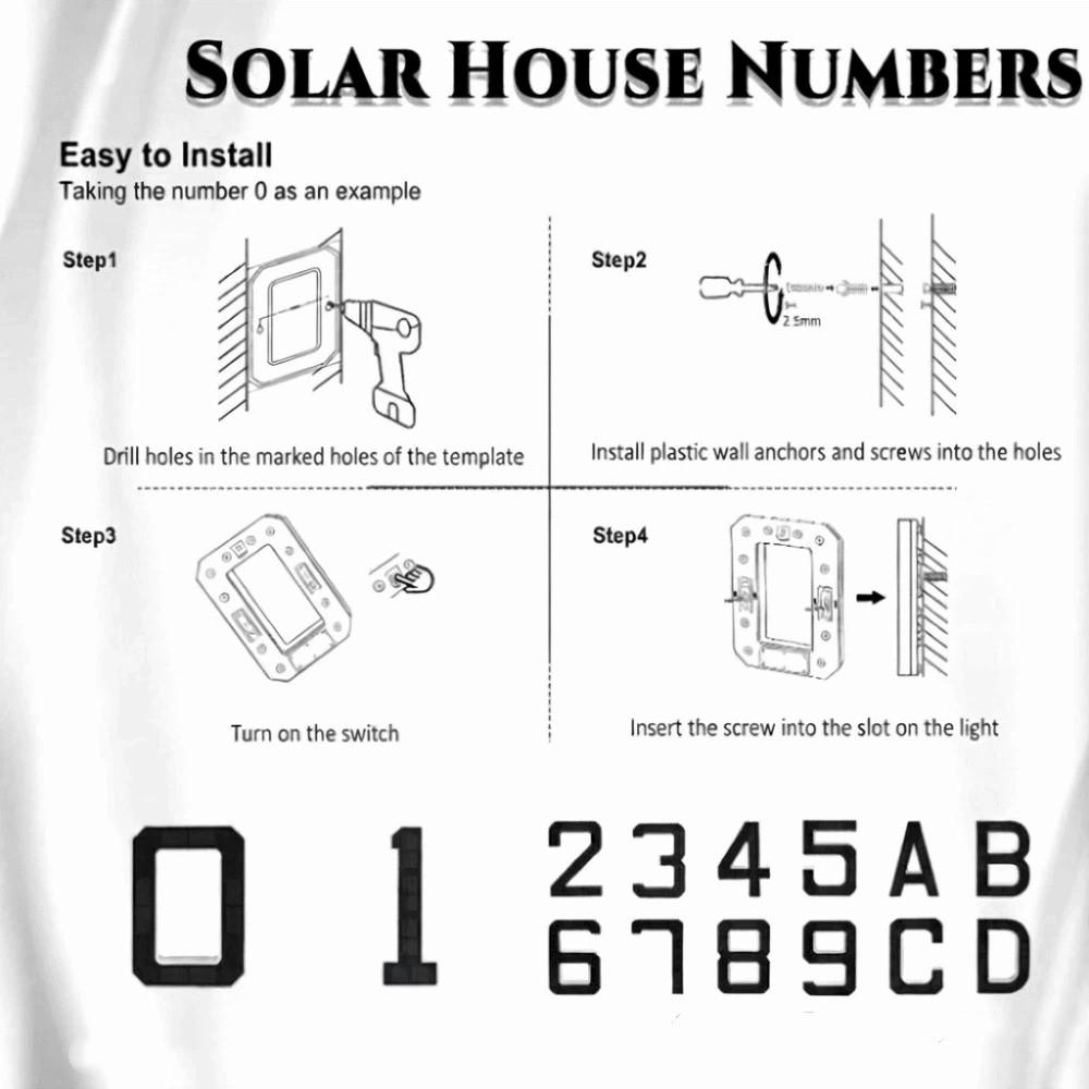 6.7IN Solar Lighted House Numbers Light No Wiring Solar Digital Doorplate  Party Centerpiece