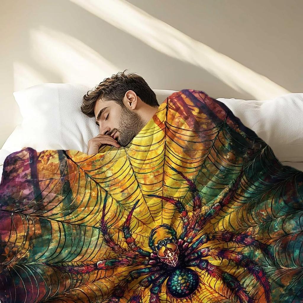 Forest spider digital-printed polyester Bedroom velvet flannel soft sofa cover blanket Fleece soft sofa cover blankets for beds