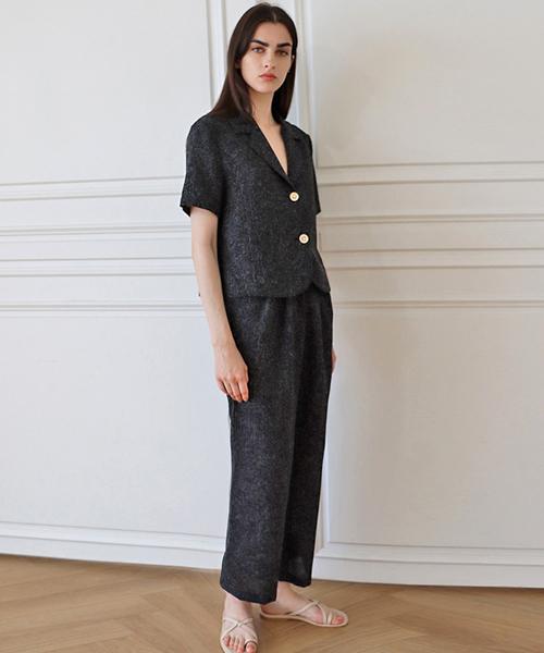 DAMAGE MNEMONIC Fancy Tweed Melange Black Pants_ Fancy Tweed Melange Bk Pt