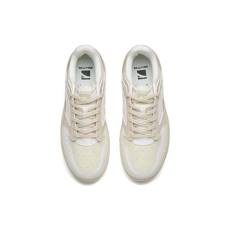 Anta Street Fun Leather Thick Sole Casual Shoes Women Sneakers White Gray Green 122238066-4