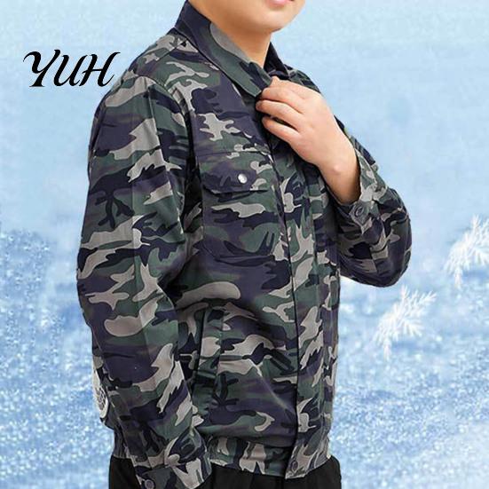 Air Conditioned Clothes Jacket Camouflage Cooling Men USB Long Conditioner Coat Sleeve Sun Protection with Fan for Office