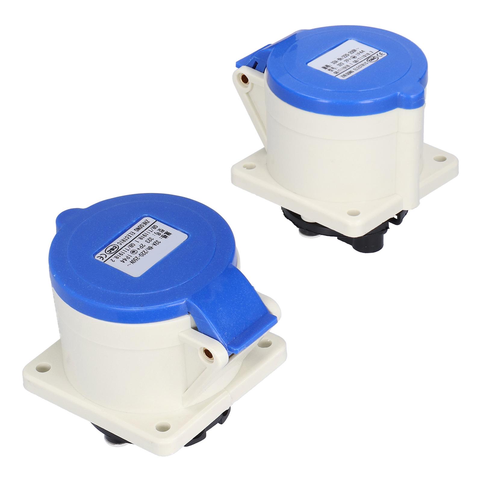 

2Pcs 3 Pin Power Socket 2 Phase Industrial Concealed Straight Connector 220250V 32A 2P+E IP44
