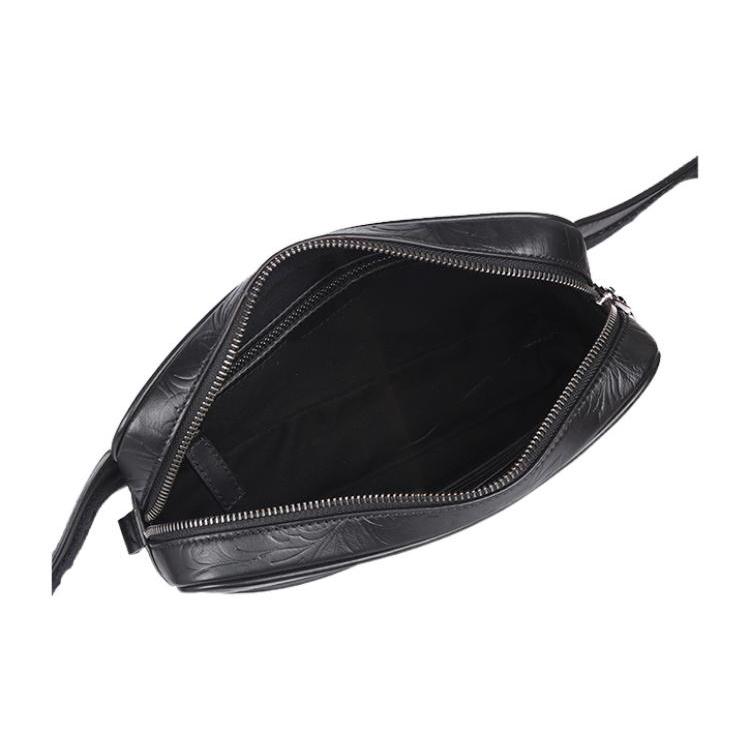New FANSIZHE Leather Fanny Pack, Crossbody Bag Men's Black DFB8075-DPBA4-D41E