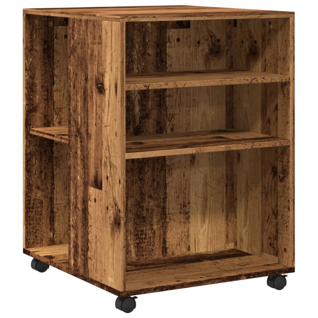 Side Table with Wheels Reclaimed Wood Look 55x60x78cm Engineered Wood