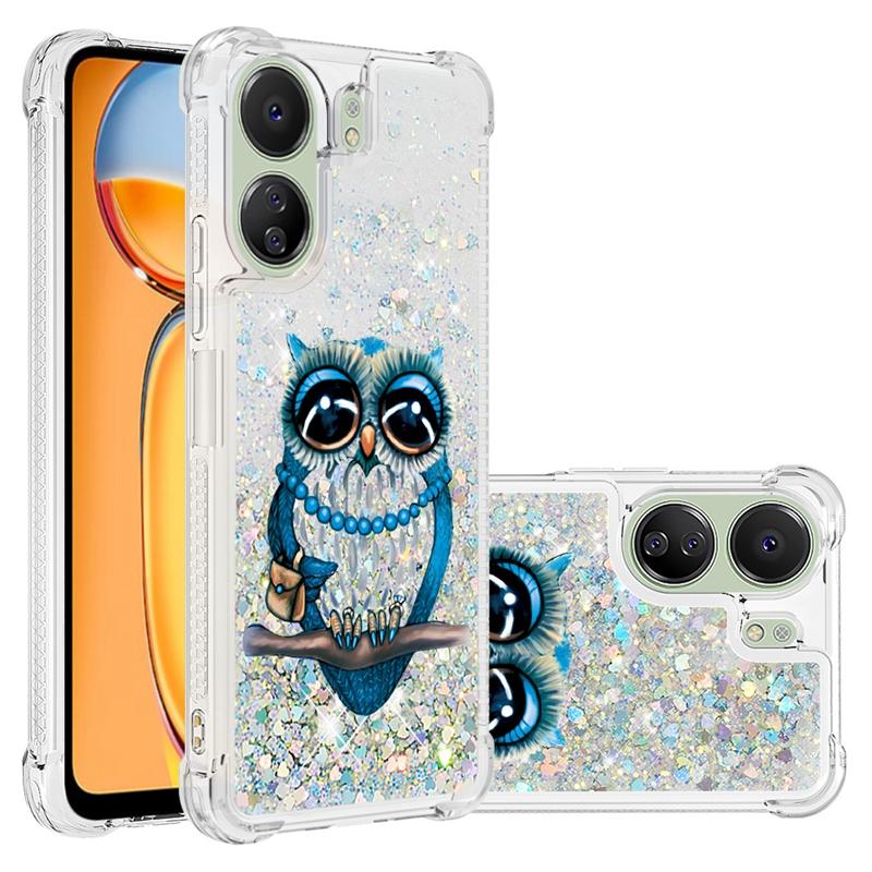 13C Pouzdro Pro Xiaomi Redmi 13C Kryt Malovaný Vzor Třpytivý Tekutý Kryt s Pískem pro Xiomi Redmi 13C 12C Pouzdro na Telefon Fundas