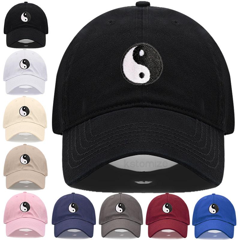 Zealous Sole Women's White Yin Yang Tai Chi Embroidered Baseball Cap For Men Fashion Adjustable Cotton Dad Hat Unisex Classic Golf Caps Cm