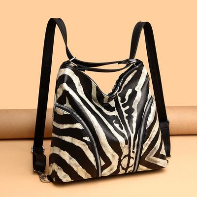 Bolsa de viagem texturizada de grande capacidade para deslocamento diário Bolsa de compras texturizada Bolsa de ombro com estampa de zebra