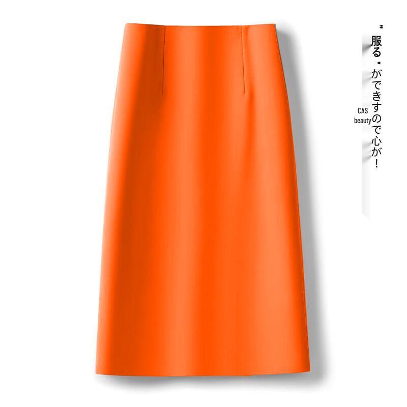 Petite High Waist Midi Skirt with Back Slit - Women's 2025 Spring/Autumn A-Line Slimming Style