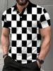La Polo Estiva da Uomo a Maniche Corte Presenta una Stampa a Scacchi 3D Casual alla Moda e Confortevole