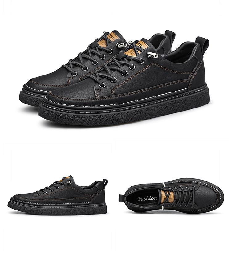 2024 Shoes for Men Cow Leather Casual Shoes Cool Flat Skateboard Shoes Youth Fashion Slipo-on Sneaker
