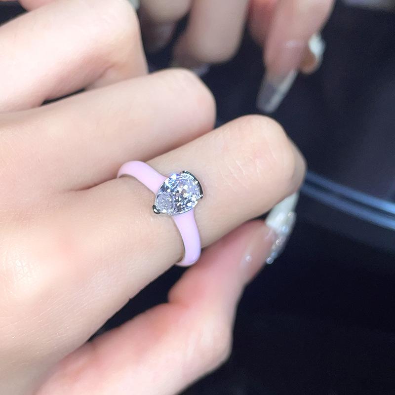 Розовый Любовь Сладкий Крутой Нишевый Дизайн Эмалированный Многослойный Форма Змеи Высококлассное Ощущение Холодный Ветер Открытое Кольцо Для Женщин Adjustable opening