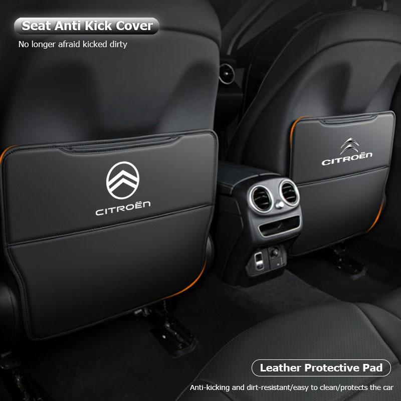 Car Seat Back Anti Kick Cover Pad Leather Protector Mat For Citroen C4 C3 C5 C5X e-C4 X e-C3 C-Elysee Berlingo C6 C2 C-Crosser ajn256