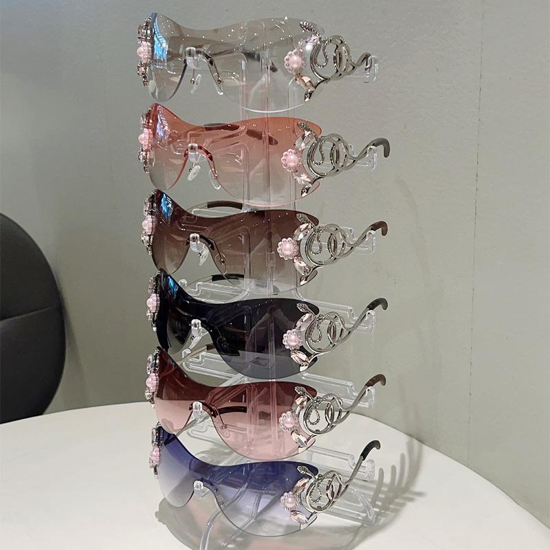 Flower Metal Snake Sunglasses Women For Men Vintage Diamond Sun Glasses Punk Popular Rimless Luxury Brand Designer Shades