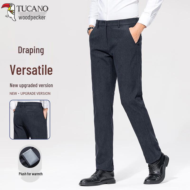 TUCANO Men s Fleece-Lined Easy-Care Straight-Leg Trousers 38