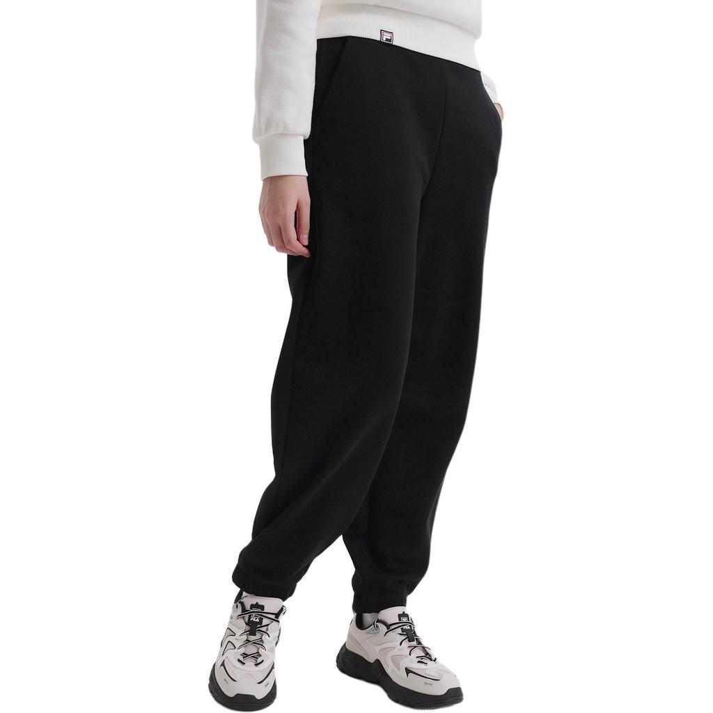 Fila Original Fashion Trend Sports Comfortable Versatile Winter Fleece Lined Warm Knitted Casual Pants Women Bottoms Black F11W549601FBK