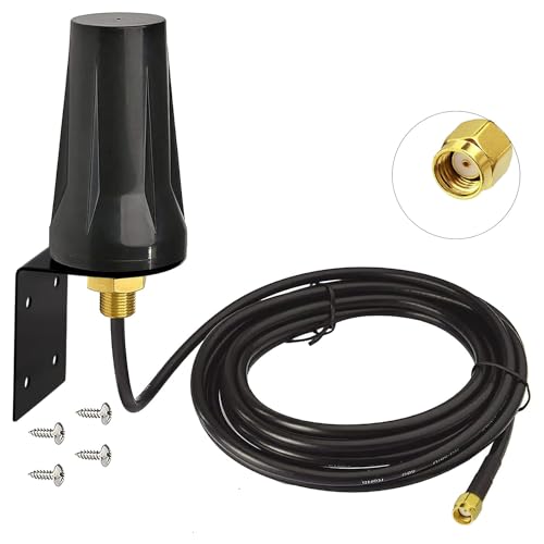 3G/4G LTE Antenna, Outdoor, RPSMA Connector, 5dBi, 698-960/1710-2690MHz, 3m Cable + Antenna Mounting Base, Waterproof, for 4G LTE Routers, Wireless De