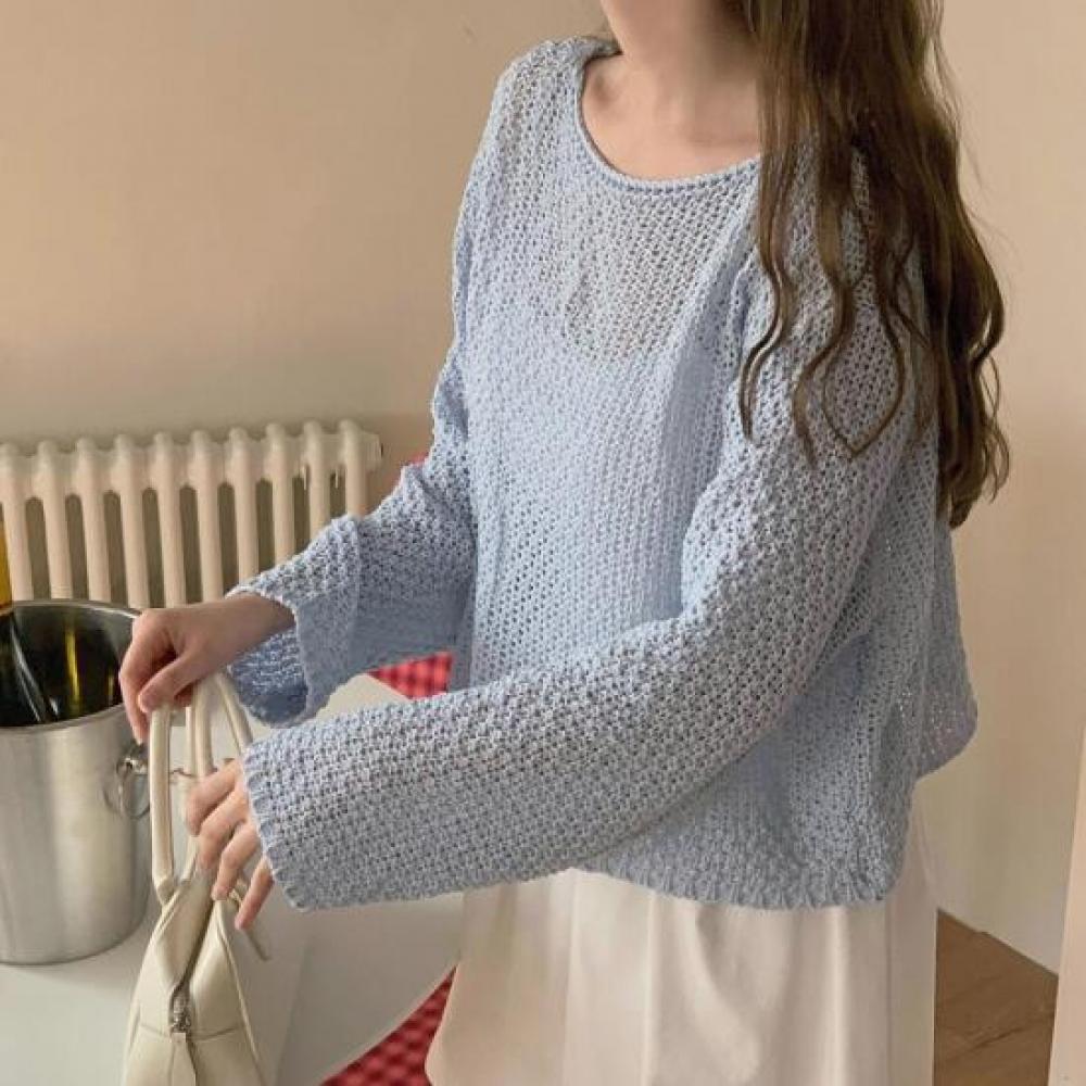 New Arrivals Open Run Women Relaxed Fit Mesh Long Sleeve Knit