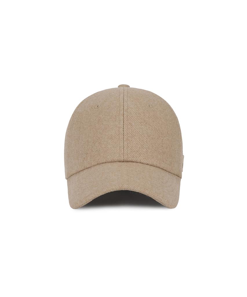 Bajal Va Curved Studded Link Wool Ball Cap Beige