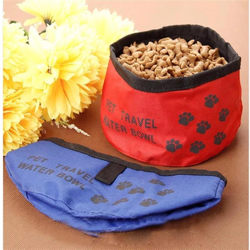 Pet Travel Food Bags Dog Cat Waterproof Cloth Folding Feeding Bowl Portable Collapsible Outdoor Travel Food Dish  Dog Harness