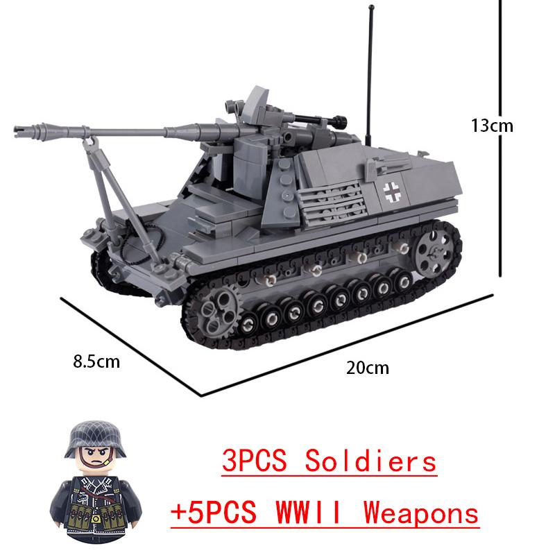 Non-Toxic Wwii Military North African Campaign Wheeled Armored Vehicle Tank Cannon Soldier Figures Building Blocks Weapon Truck Army Toy