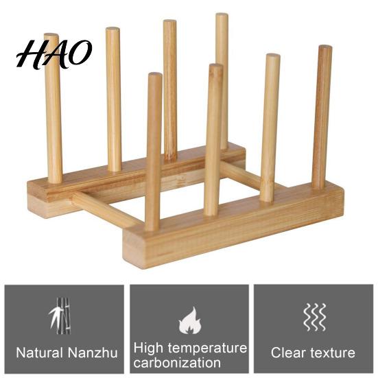 Cabinet Tableware Organizer Kitchen Storage Rack Bamboo Anti-skid Plate Pot Lid Dish Laptop Bowl Drying Holder Organization Cutting Board Drainage