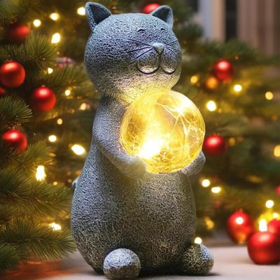 Kedi Heykeli Güneş Enerjili Işık Su Geçirmez Bahçe Yavru Kedi Heykeli Aydınlatmalı Yavru Kedi Heykeli Veranda Bahçe Dekorasyonu için Dış Mekan Peyzaj Aydınlatması