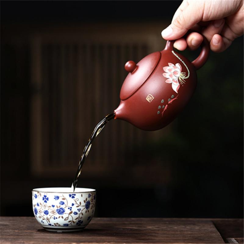Yixing Purple Clay Tea Kettle Handmade Beauty Filter Teapot Chinese Zisha Puer Tea Set Customized Dragon Pattern teapot 270ml